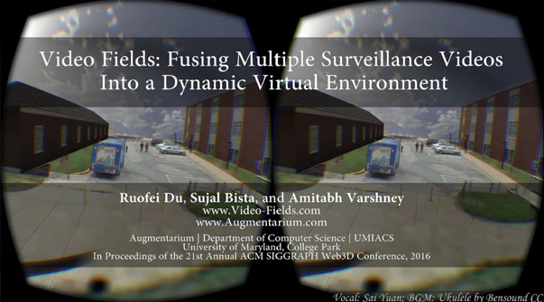Video Fields: Fusing Multiple Surveillance Videos Into a Dynamic Virtual Environment Teaser Image.